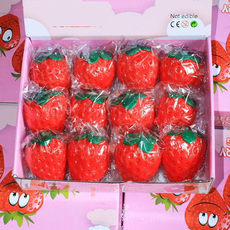1pc Extra Large Strawberry Squeeze Toy, Soft Realistic Squishy Stress Relief Ball, Sensory Fidget Decompression Toy for Adults