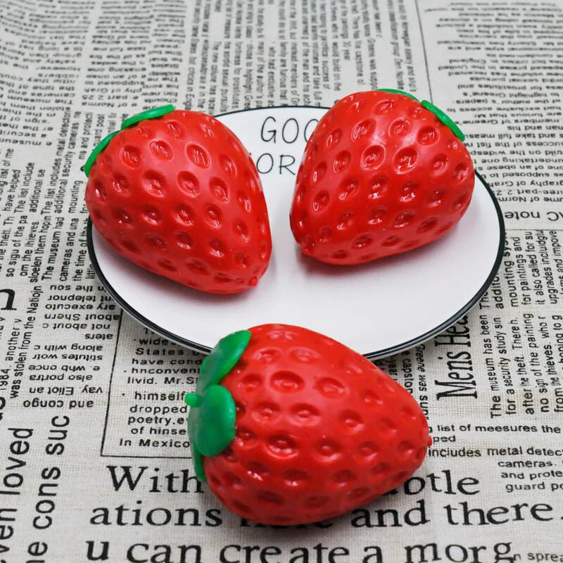 1pc Extra Large Strawberry Squeeze Toy, Soft Realistic Squishy Stress Relief Ball, Sensory Fidget Decompression Toy for Adults