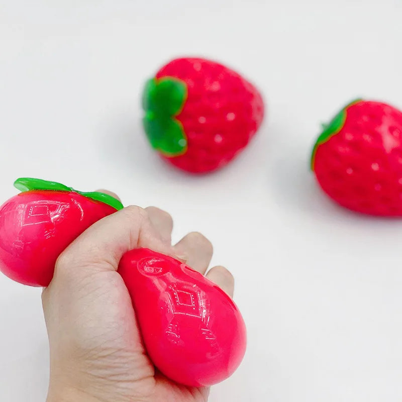 1pc Extra Large Strawberry Squeeze Toy, Soft Realistic Squishy Stress Relief Ball, Sensory Fidget Decompression Toy for Adults