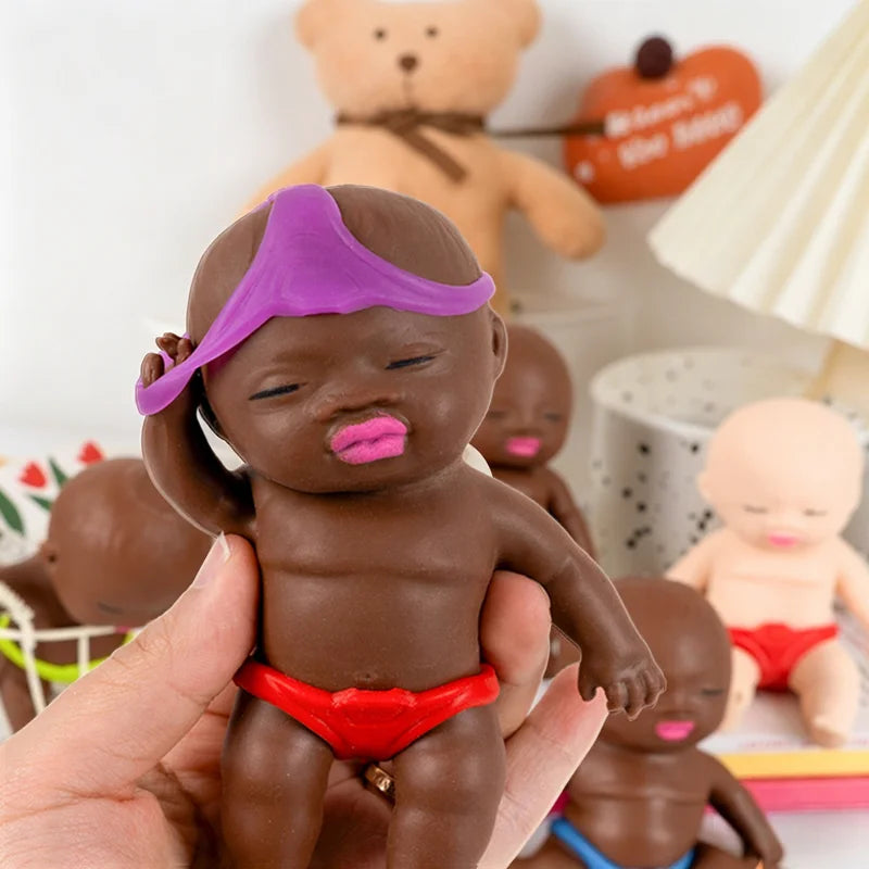 Natasha Mini Squishy Doll Soft Rubber Kneading Toy Black Person Cartoon Underwear Figurine Slowly Rebound Ball Birthday Gifts