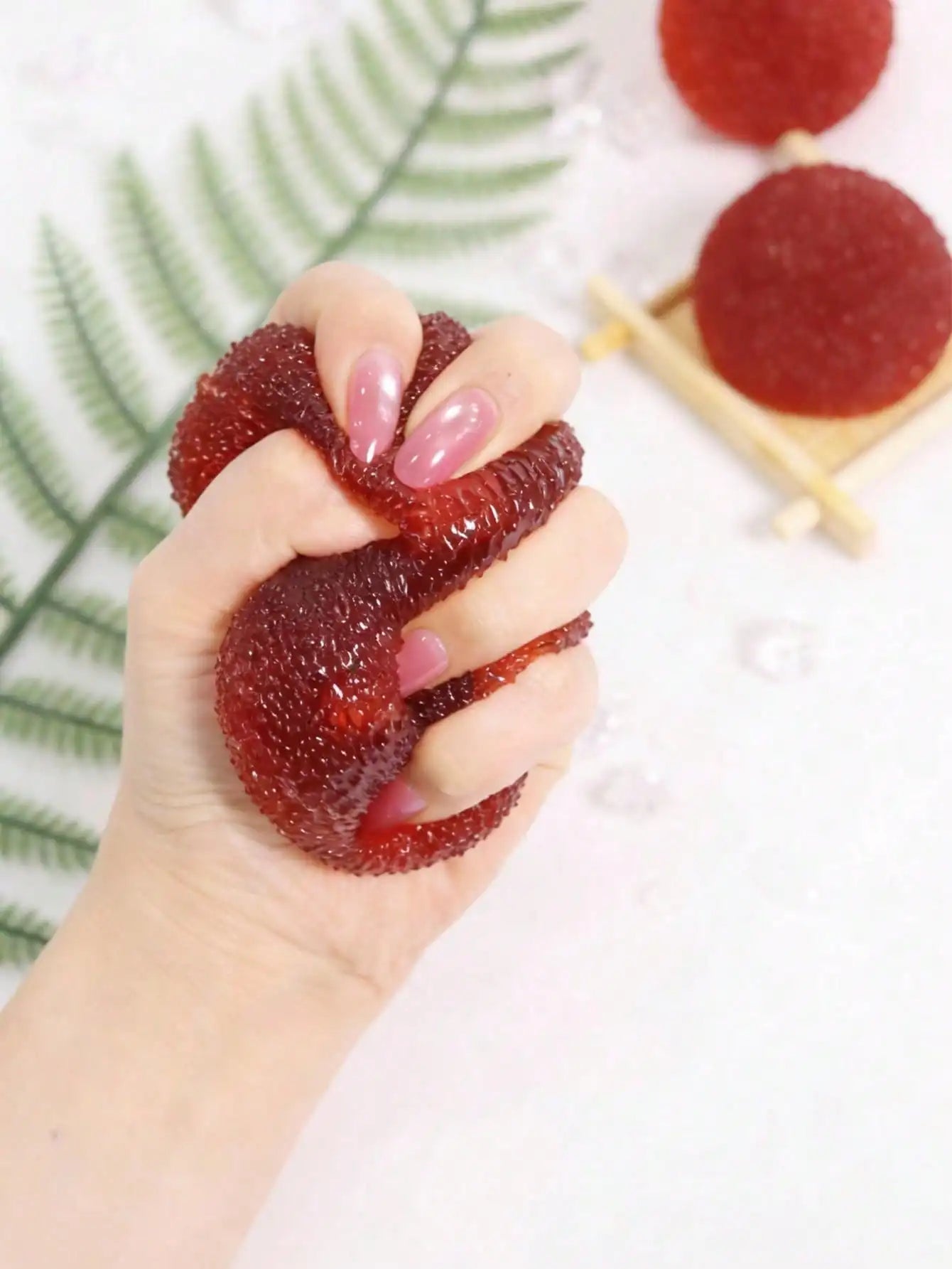 1PC Lychee Shape Squishy Toy, Soft Stress Relief Squeeze Toy for Office Desk Home Decor, Fidget Anxiety Relief