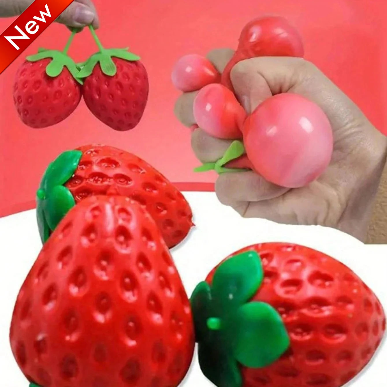 1pc Extra Large Strawberry Squeeze Toy, Soft Realistic Squishy Stress Relief Ball, Sensory Fidget Decompression Toy for Adults
